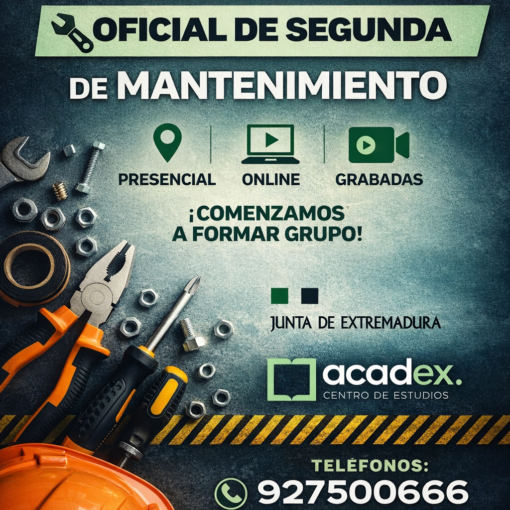 Preparación conjunta de oficial de primera y segunda de mantenimiento. Grupo IV Junta de Extremadura.